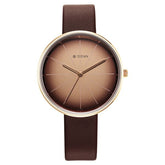Titan Stackables Women's Watch Analog Brown Dial with Brown Leather Strap, 2718WL01